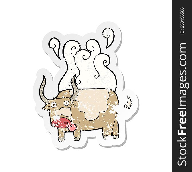 Retro Distressed Sticker Of A Cartoon Bull