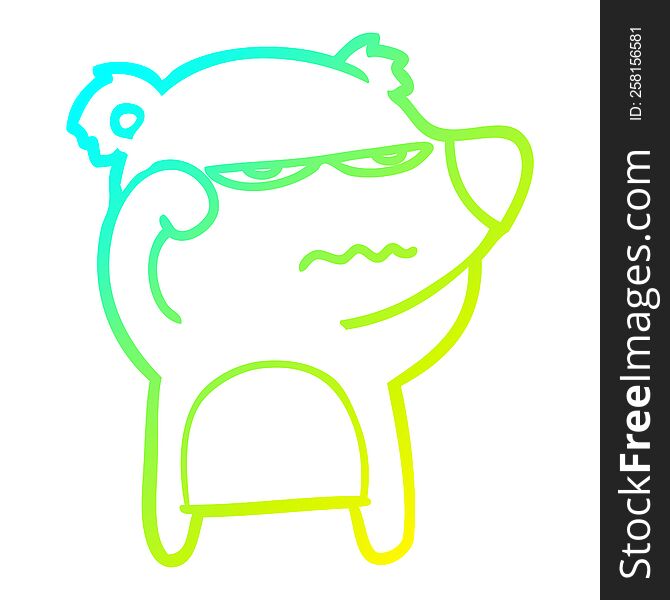 cold gradient line drawing of a angry bear polar cartoon