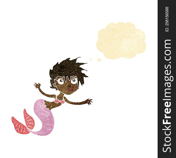 Cartoon Mermaid With Thought Bubble
