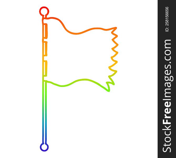 Rainbow Gradient Line Drawing Cartoon Waving Flag
