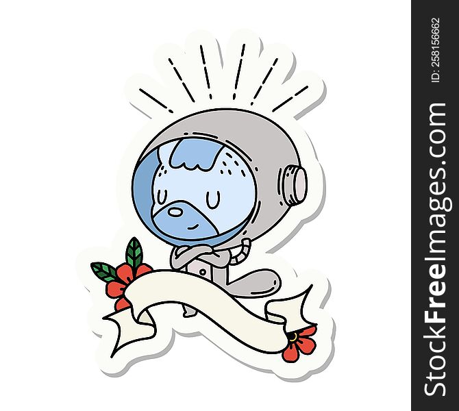 sticker of tattoo style animal in astronaut suit