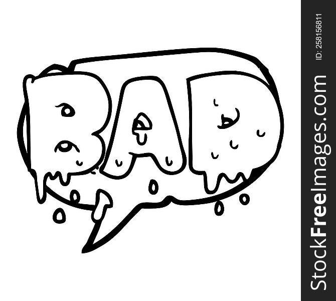 freehand drawn speech bubble cartoon word bad