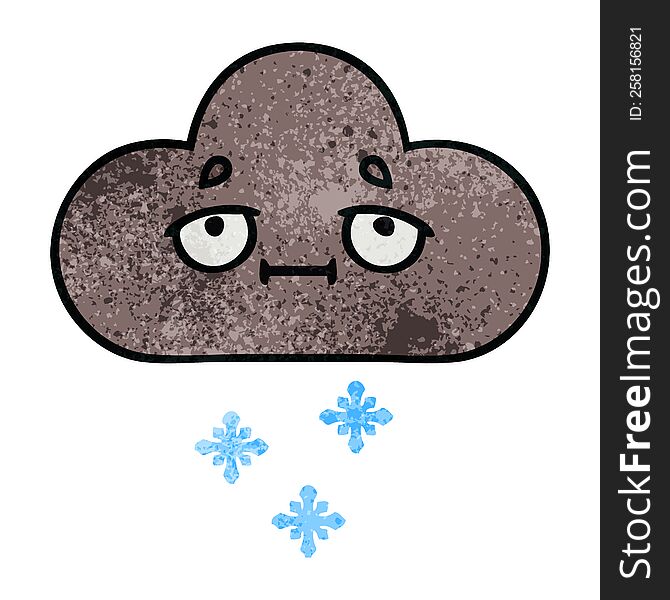 Retro Grunge Texture Cartoon Storm Snow Cloud