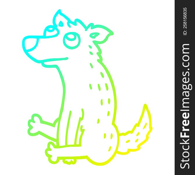 cold gradient line drawing of a cartoon dog sitting