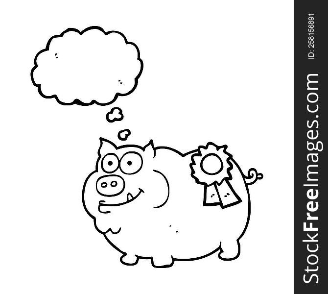 thought bubble cartoon prize winning pig