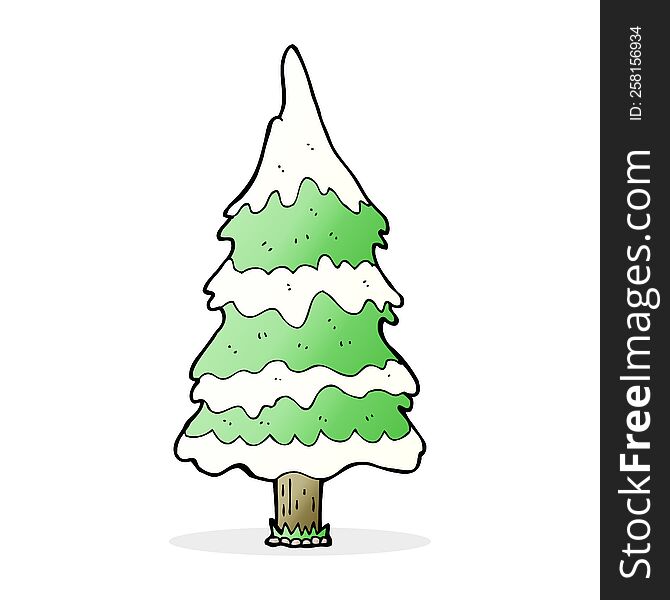 cartoon snowy tree