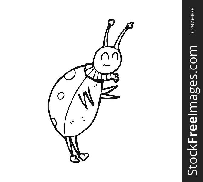 Black And White Cartoon Ladybug