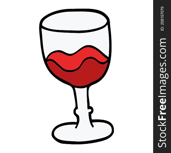 cartoon doodle glass of red wine