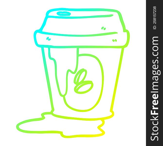 Cold Gradient Line Drawing Messy Coffee Cup Cartoon