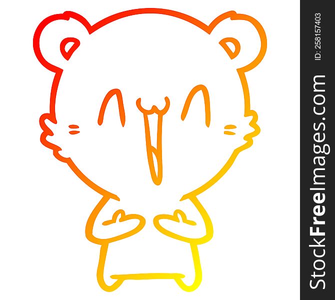 Warm Gradient Line Drawing Happy Polar Bear Cartoon