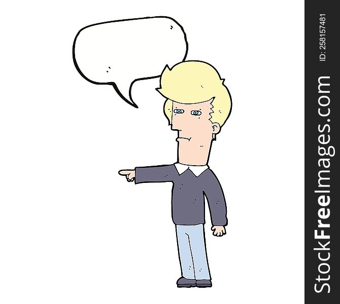 Cartoon Man Blaming With Speech Bubble