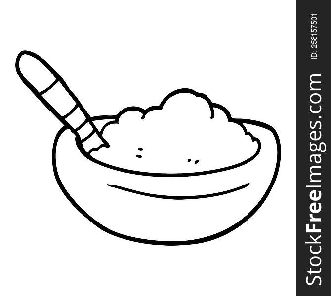 Line Drawing Cartoon Bowl Of Polenta