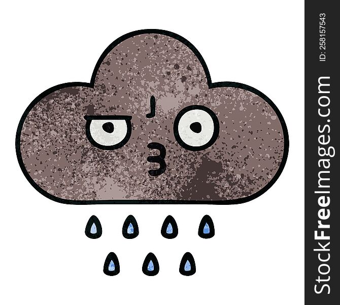 retro grunge texture cartoon of a storm rain cloud