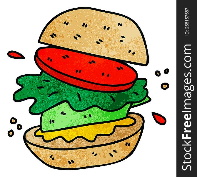 Quirky Hand Drawn Cartoon Veggie Burger