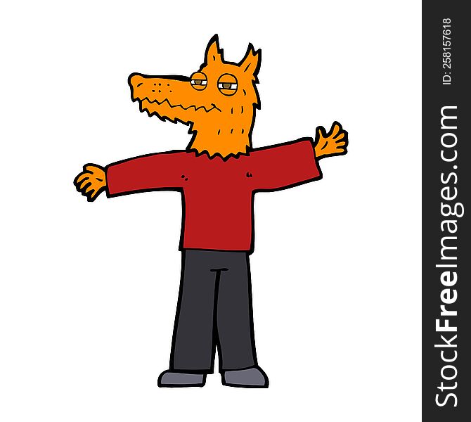cartoon happy fox man