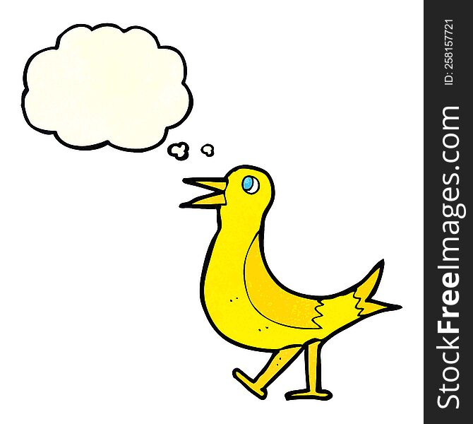 Cartoon Walking Bird With Thought Bubble