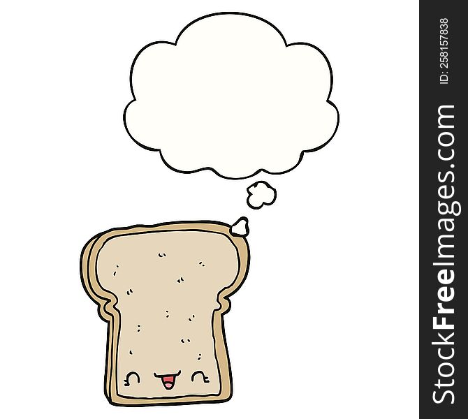 cute cartoon slice of bread and thought bubble