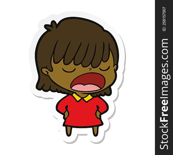 sticker of a cartoon woman talking loudly