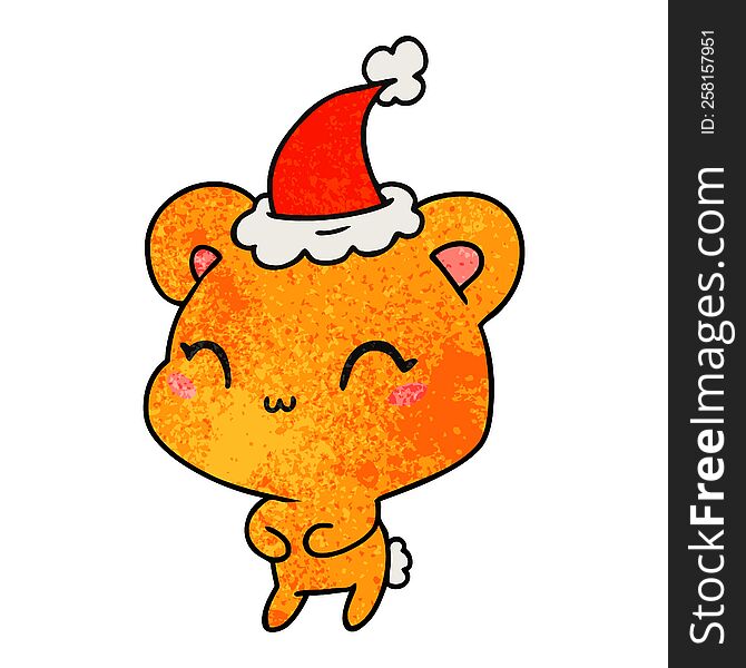 Christmas Textured Cartoon Of Kawaii Bear