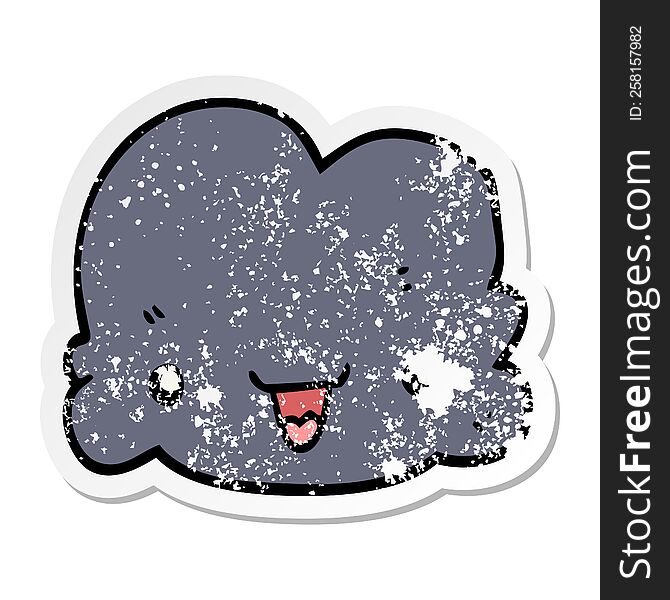 distressed sticker of a cartoon tiny happy cloud