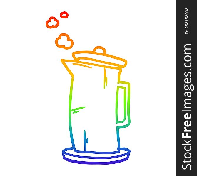 rainbow gradient line drawing of a old style kettle