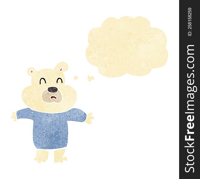 cartoon unhappy polar bear  with thought bubble