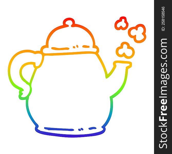 rainbow gradient line drawing of a cartoon tea po