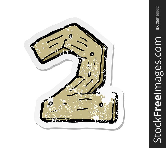 retro distressed sticker of a cartoon wooden number