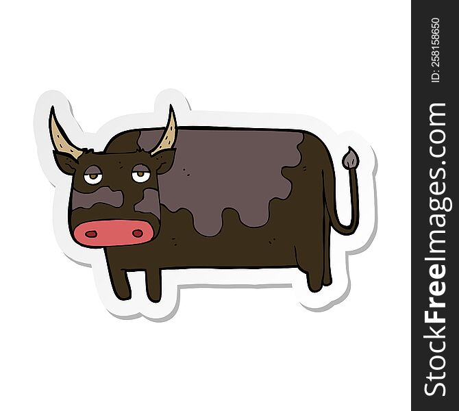 sticker of a cartoon cow