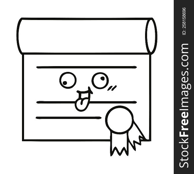 line drawing cartoon of a certificate