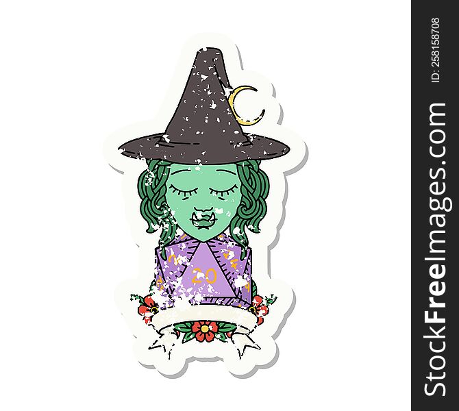 Half Orc Witch Character With Natural 20 Dice Roll Illustration