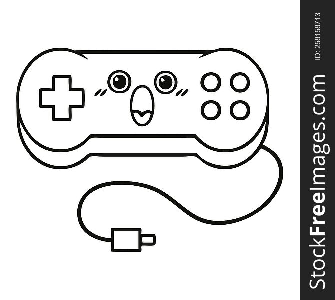 line drawing cartoon of a game controller