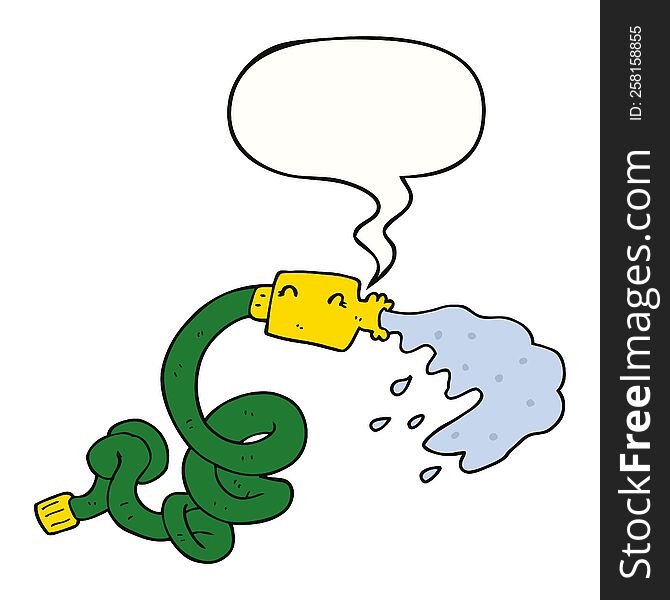 cartoon hosepipe with speech bubble. cartoon hosepipe with speech bubble