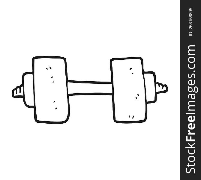 freehand drawn black and white cartoon dumbbell