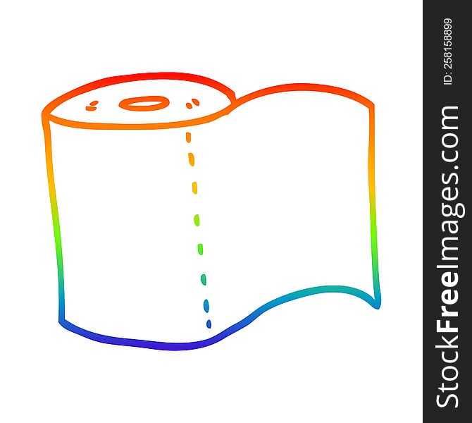 rainbow gradient line drawing of a cartoon toilet roll