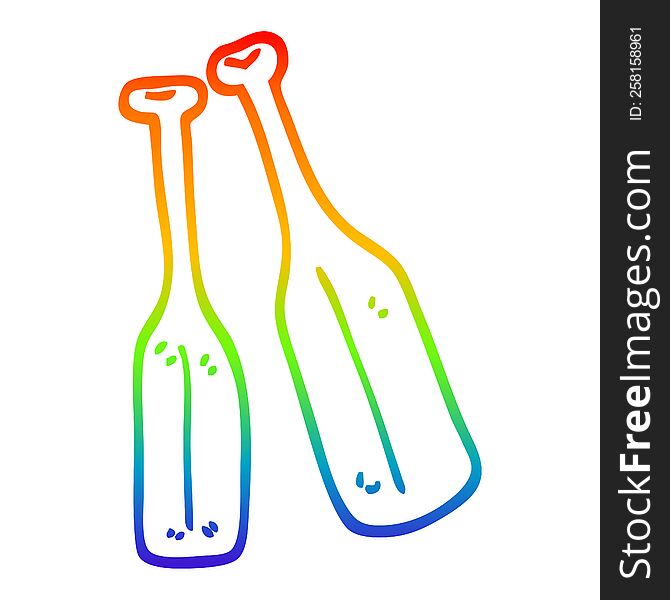 Rainbow Gradient Line Drawing Cartoon Pair Of Paddles