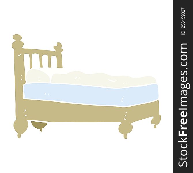 Flat Color Illustration Of A Cartoon Bed