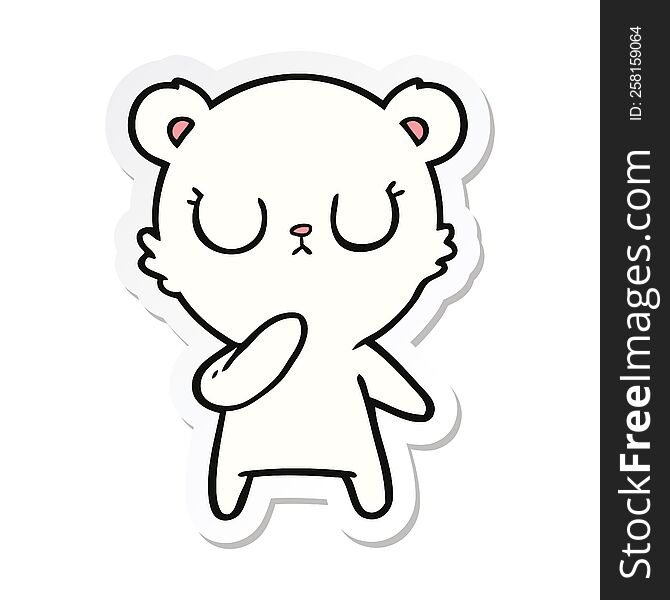 Sticker Of A Peaceful Cartoon Polar Bear