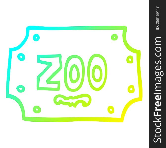 cold gradient line drawing of a cartoon zoo sign