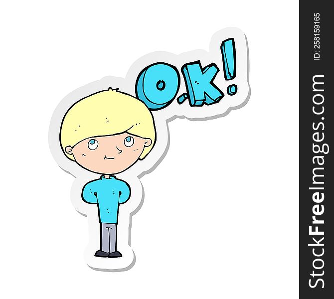 sticker of a cartoon man thinking OK