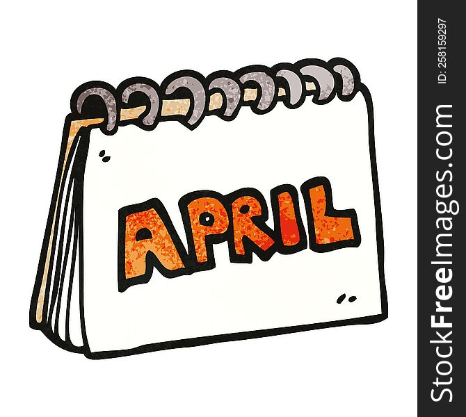 cartoon doodle calendar showing month of april