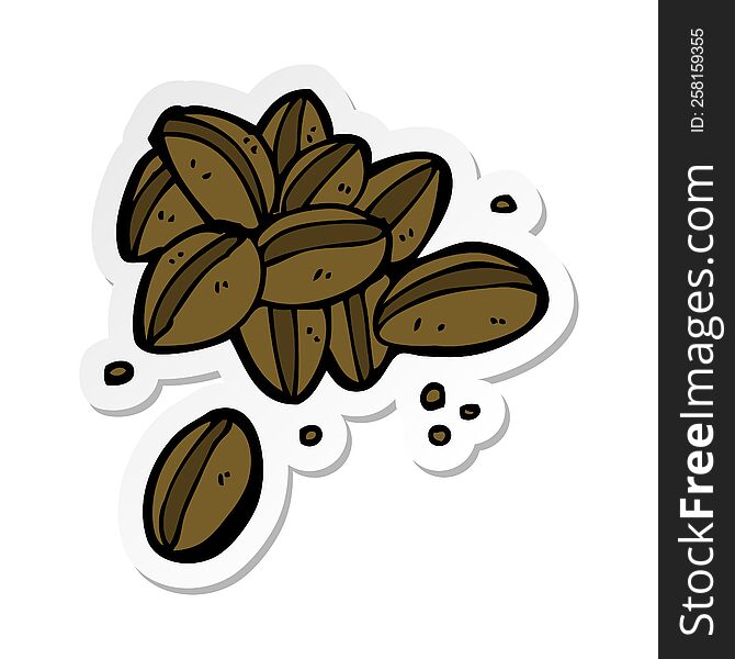 Sticker Of A Cartoon Coffee Beans