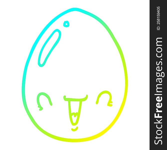 Cold Gradient Line Drawing Cartoon Egg
