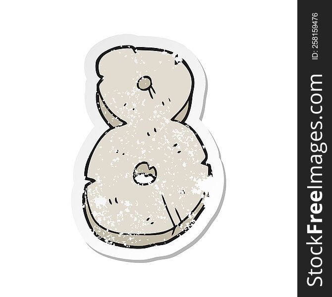 retro distressed sticker of a cartoon stone number eight