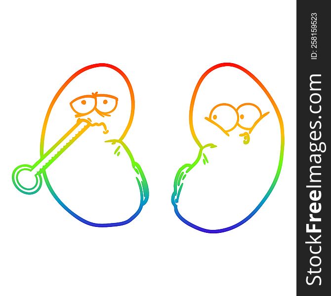 rainbow gradient line drawing cartoon unhealthy kidney