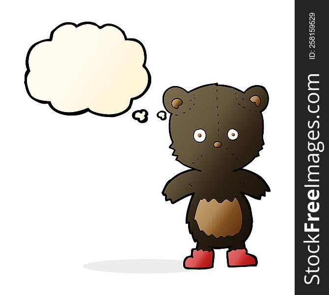 Cartoon Black Bear Cub With Thought Bubble