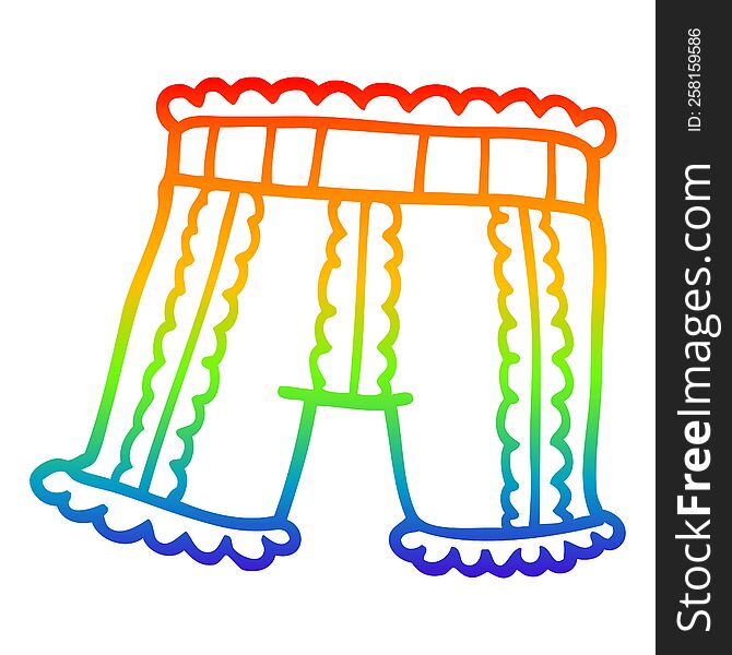 rainbow gradient line drawing of a cartoon underwear