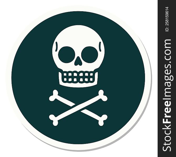 Tattoo Style Sticker Of A Skull And Bones