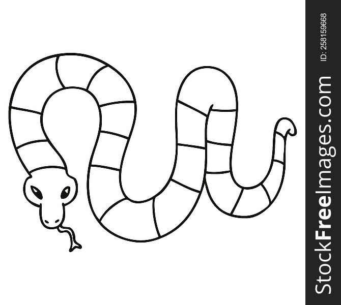 line drawing quirky cartoon snake. line drawing quirky cartoon snake