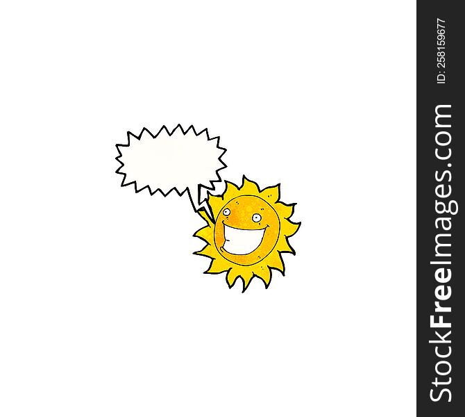 Cartoon Happy Sun With Speech Bubble